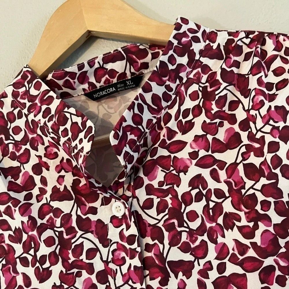 Noracora Pink Floral Button Down Top Blouse XL - Picture 3 of 5